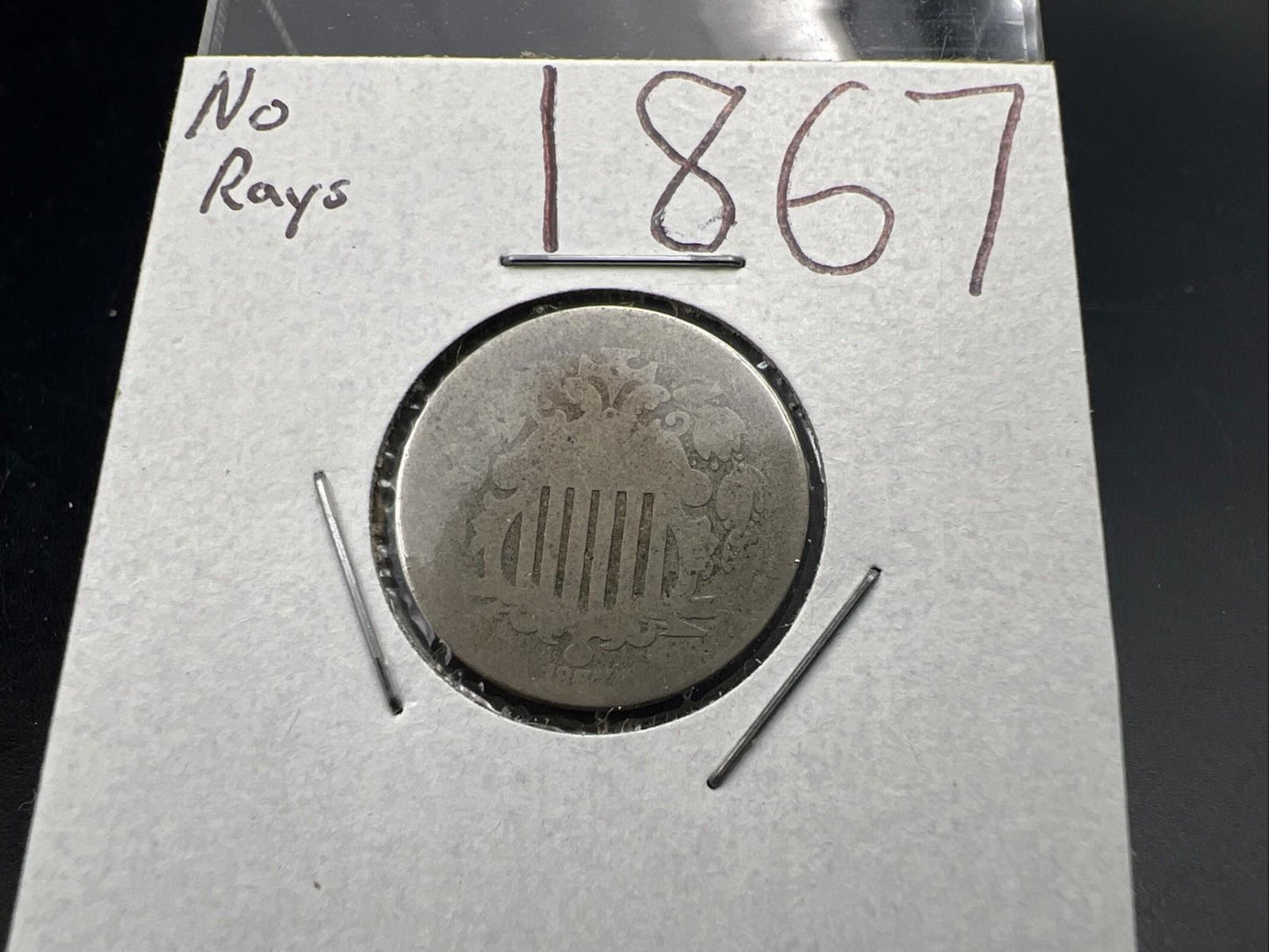 1867 5c Shield Nickel Very Circulated SKU#G