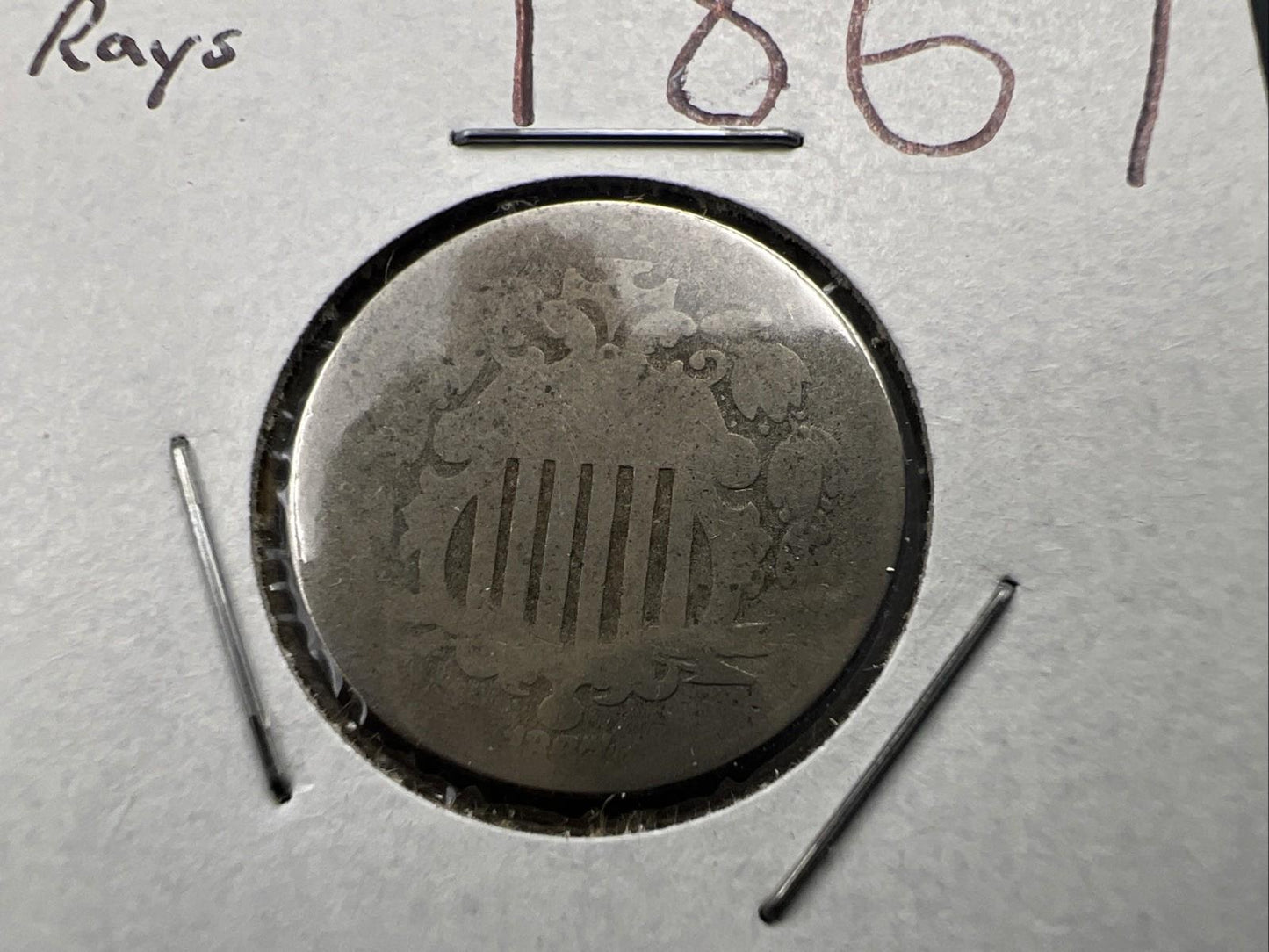 1867 5c Shield Nickel Very Circulated SKU#G