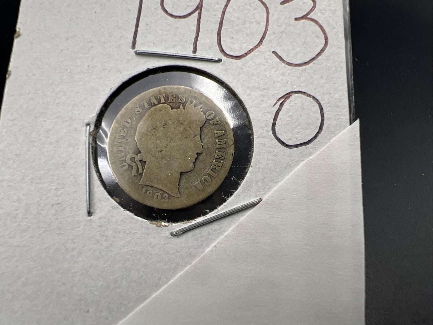 1903 O 10c Barber Silver Dime Coin AG About Good SK#A