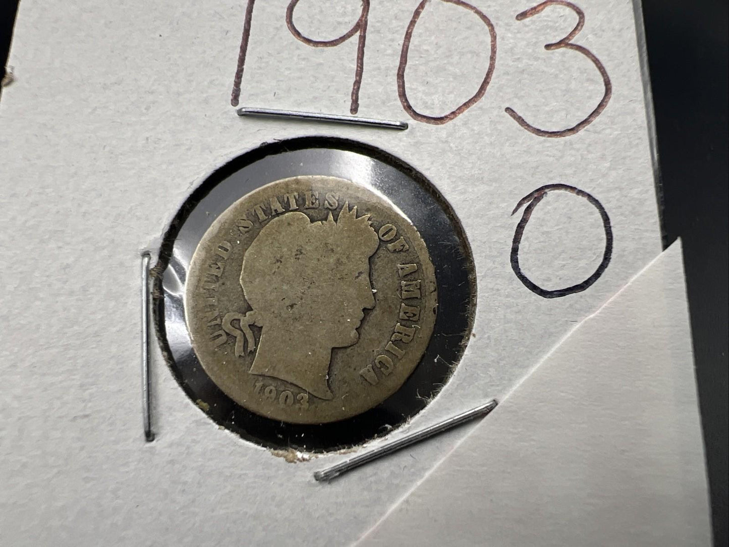 1903 O 10c Barber Silver Dime Coin AG About Good SK#A