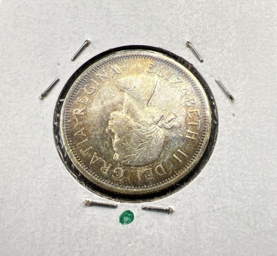 1960 25c Canada Silver Quarter coin PQ Toning AU About UNC SK#A