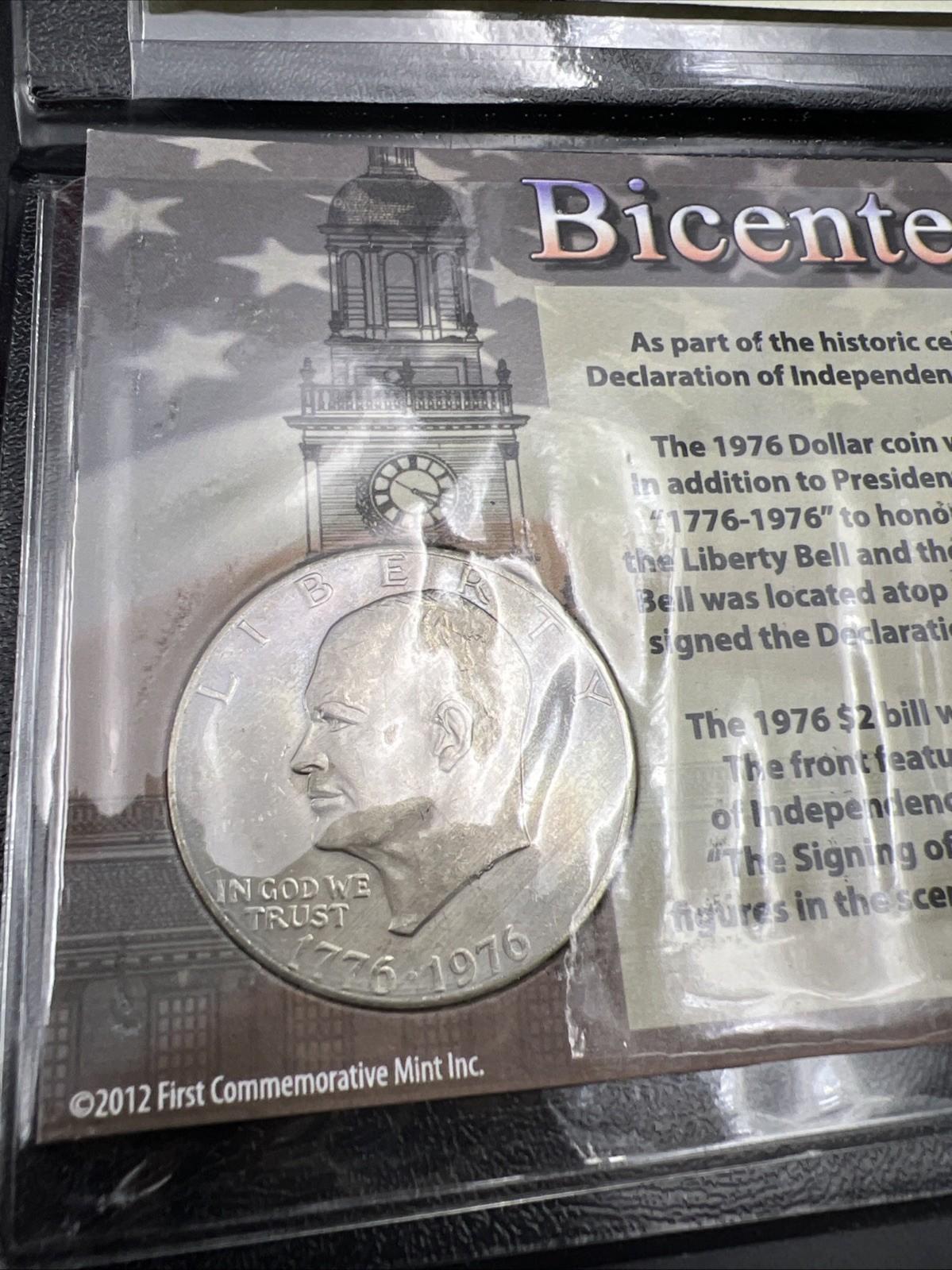 Bicentennial Coin & Currency Set 1976 Ike Dollar & $2 FRN Note UNC #A