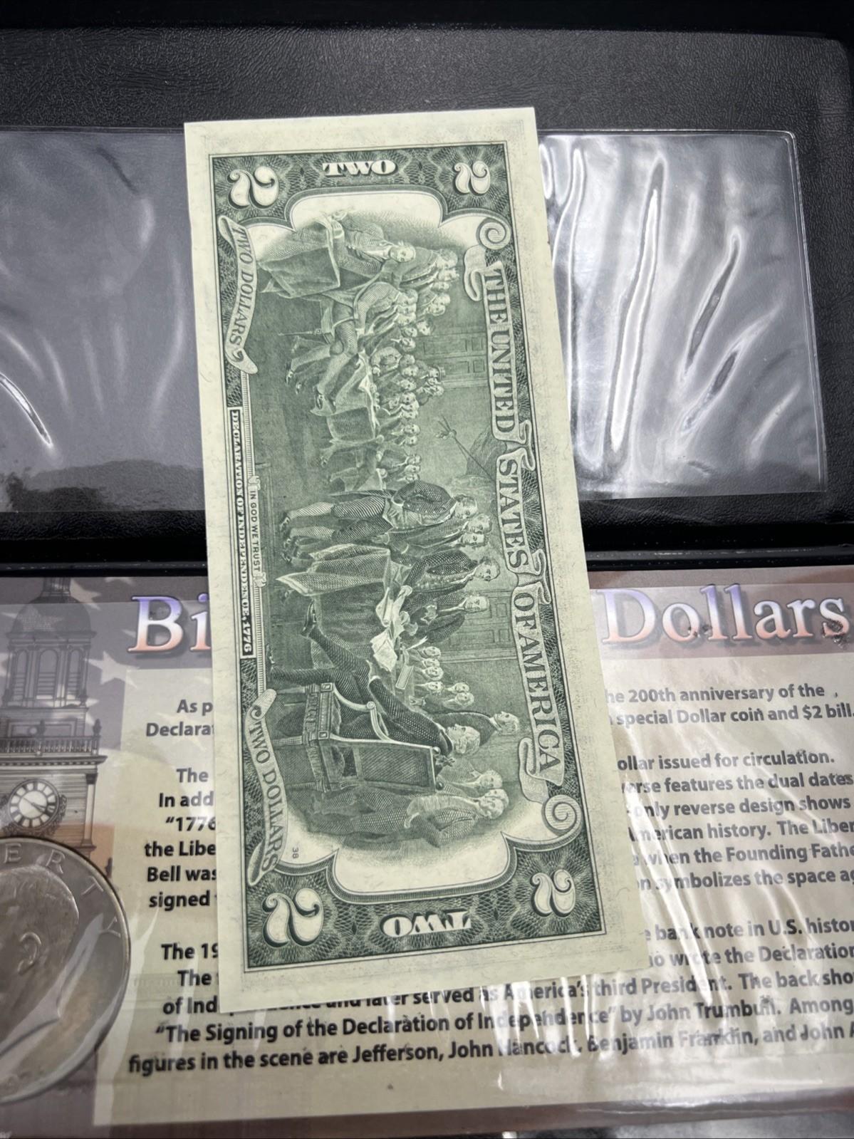 Bicentennial Coin & Currency Set 1976 Ike Dollar & $2 FRN Note UNC #A