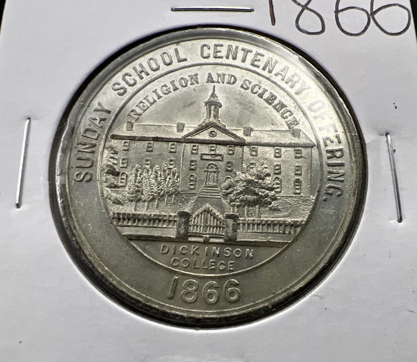 1866 Sunday School Centenary Offering Religion Science Dickinson College H1621