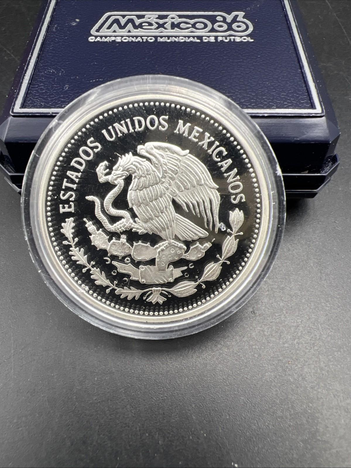 1985 1986 Mexico FIFA Copa Futbol World Cup Football Soccer $100 Silver Proof