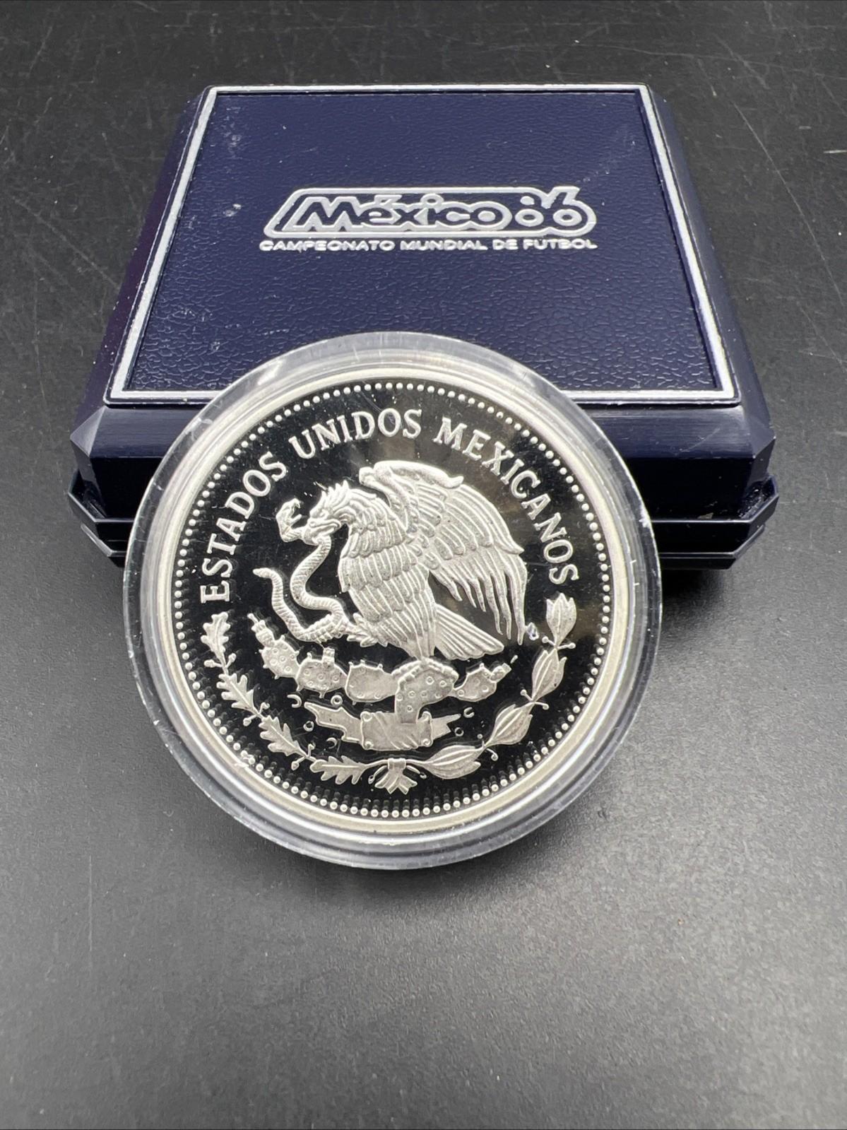 1985 1986 Mexico FIFA Copa Futbol World Cup Football Soccer $100 Silver Proof