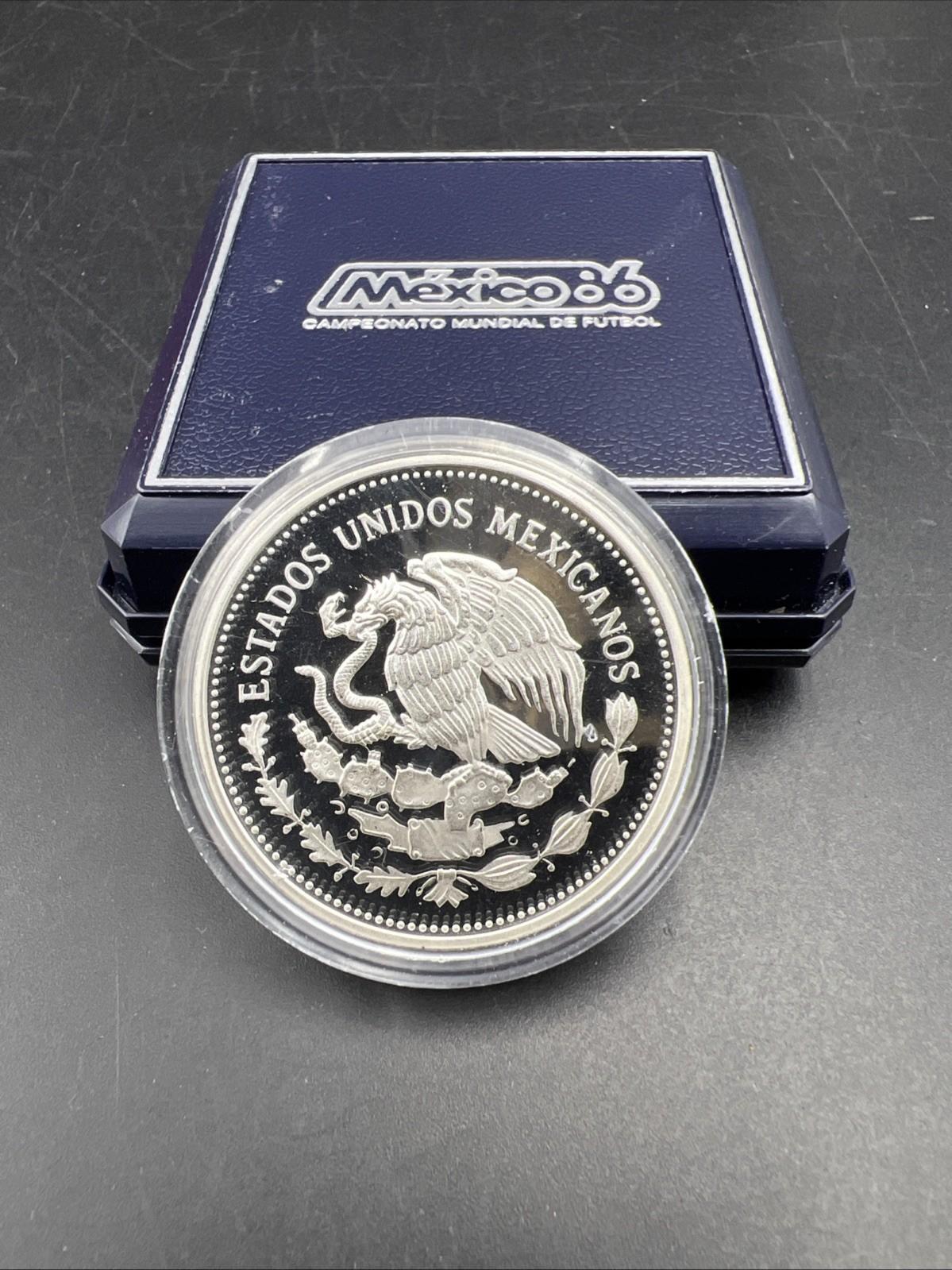 1985 1986 Mexico FIFA Copa Futbol World Cup Football Soccer $100 Silver Proof