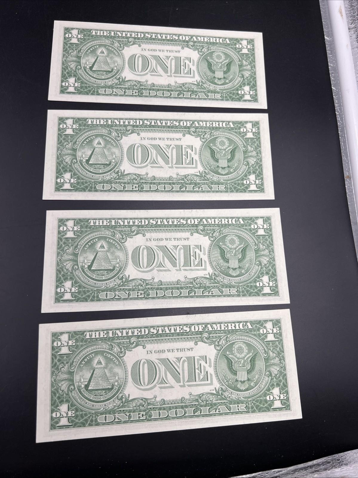 4 Consecutive 1957 B $1 Silver Certificates One Dollar Bills CH UNC #051