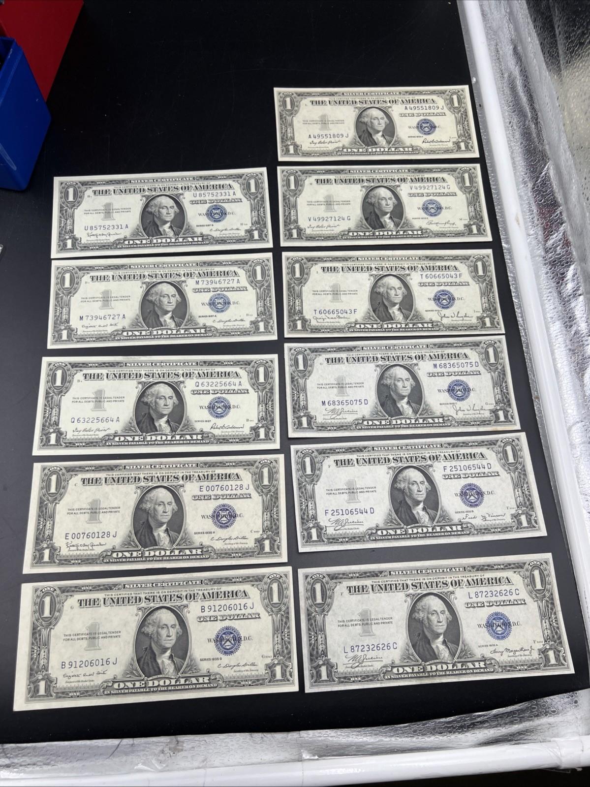 11 Note 1935 A 1957 Silver Certificate Letter Set XF AU / UNC conditions #626