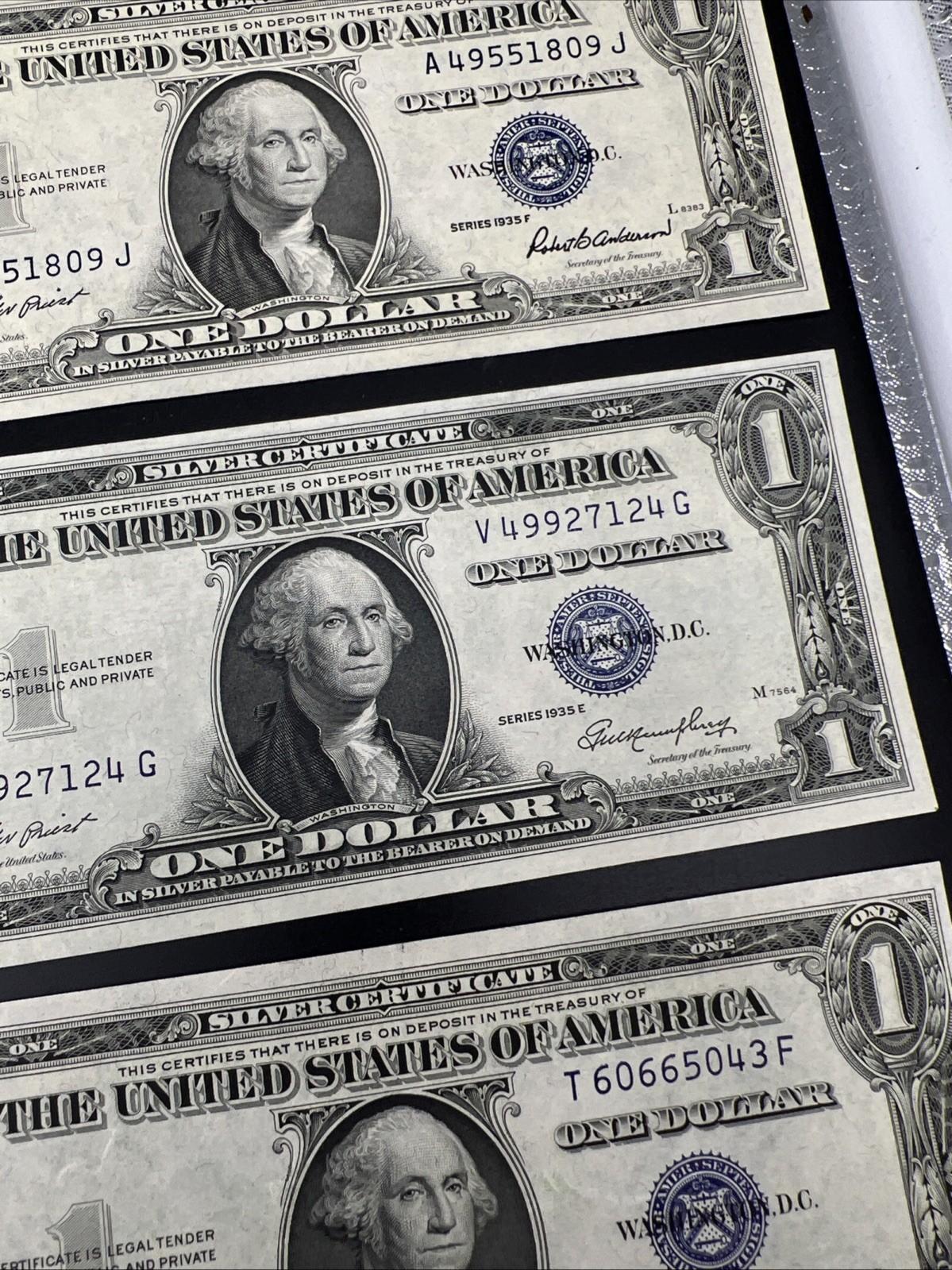 11 Note 1935 A 1957 Silver Certificate Letter Set XF AU / UNC conditions #626