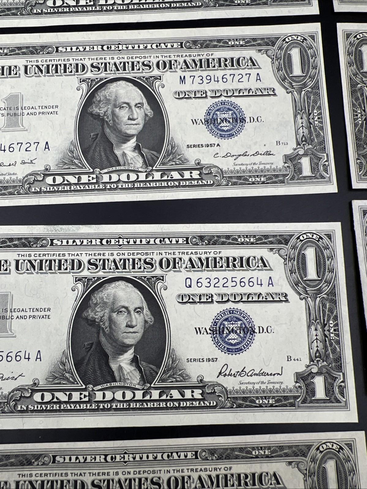 11 Note 1935 A 1957 Silver Certificate Letter Set XF AU / UNC conditions #626