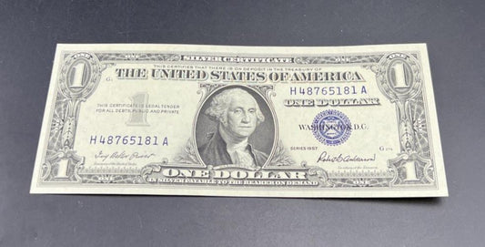 1957 $1 One Dollar US Blue Seal Silver Certificate CH UNC #81