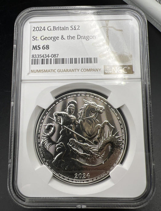 2024 Great Britain St George & the Dragon 1 oz Silver Coin MS68 GEM BU NGC