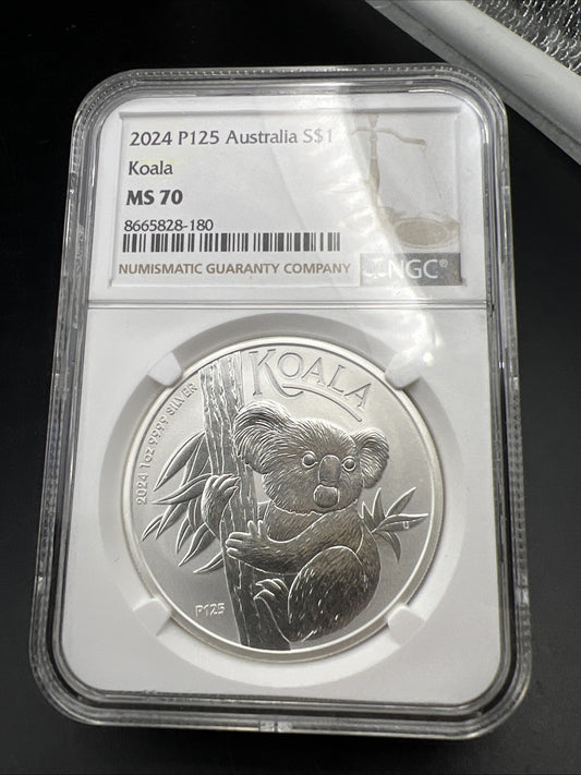 2024 Perth Mint 1 oz Silver Koala Coin MS70 NGC Certified #180