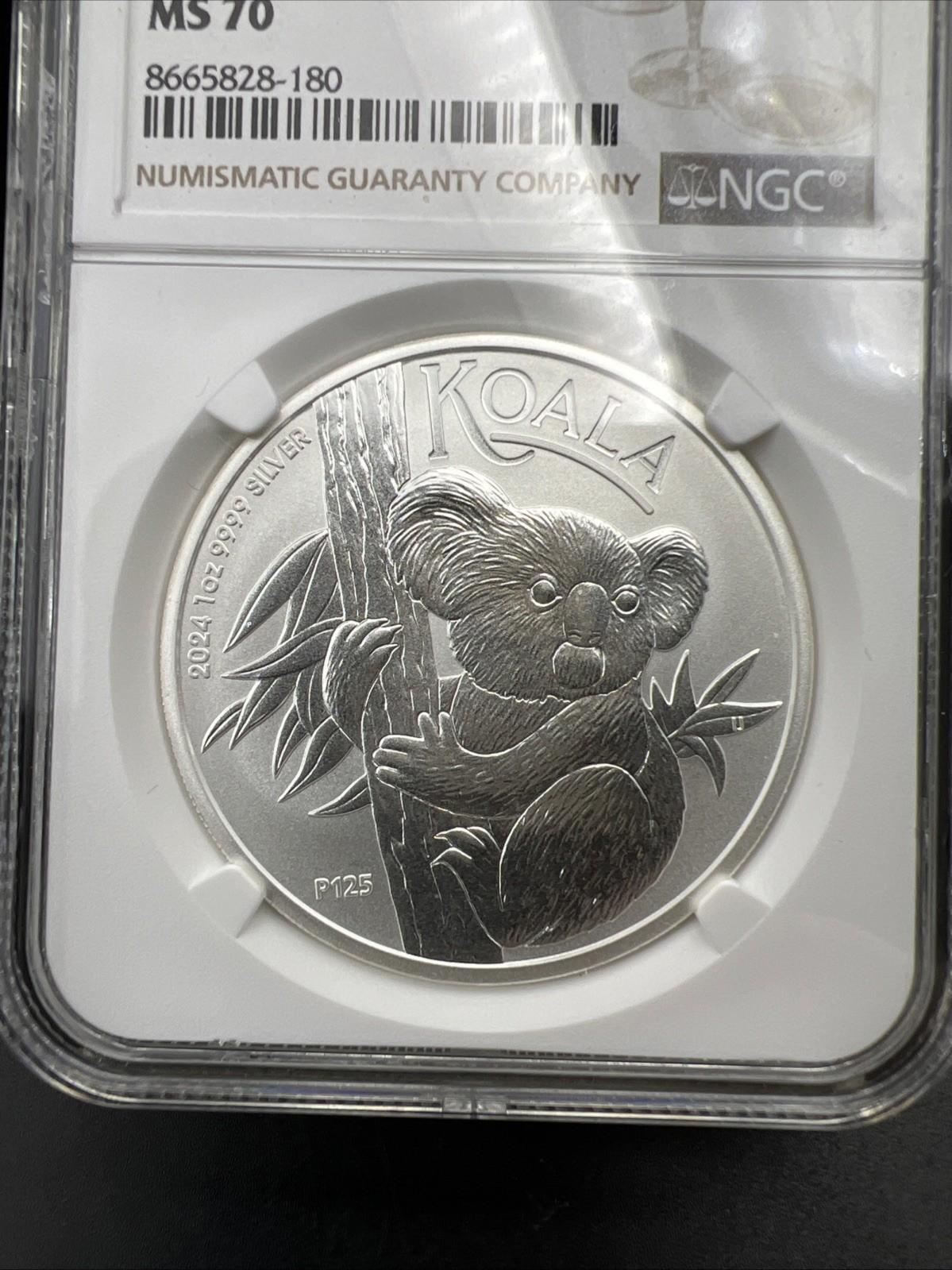 2024 Perth Mint 1 oz Silver Koala Coin MS70 NGC Certified #180