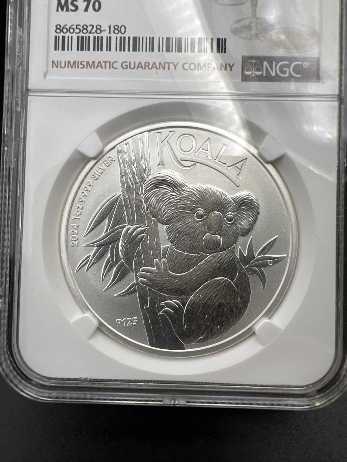 2024 Perth Mint 1 oz Silver Koala Coin MS70 NGC Certified #180