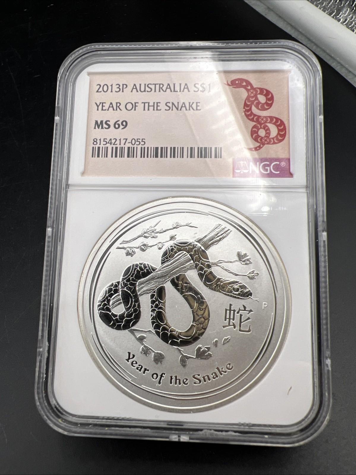 2013 1 Oz Silver Australia Snake Coin MS69 NGC