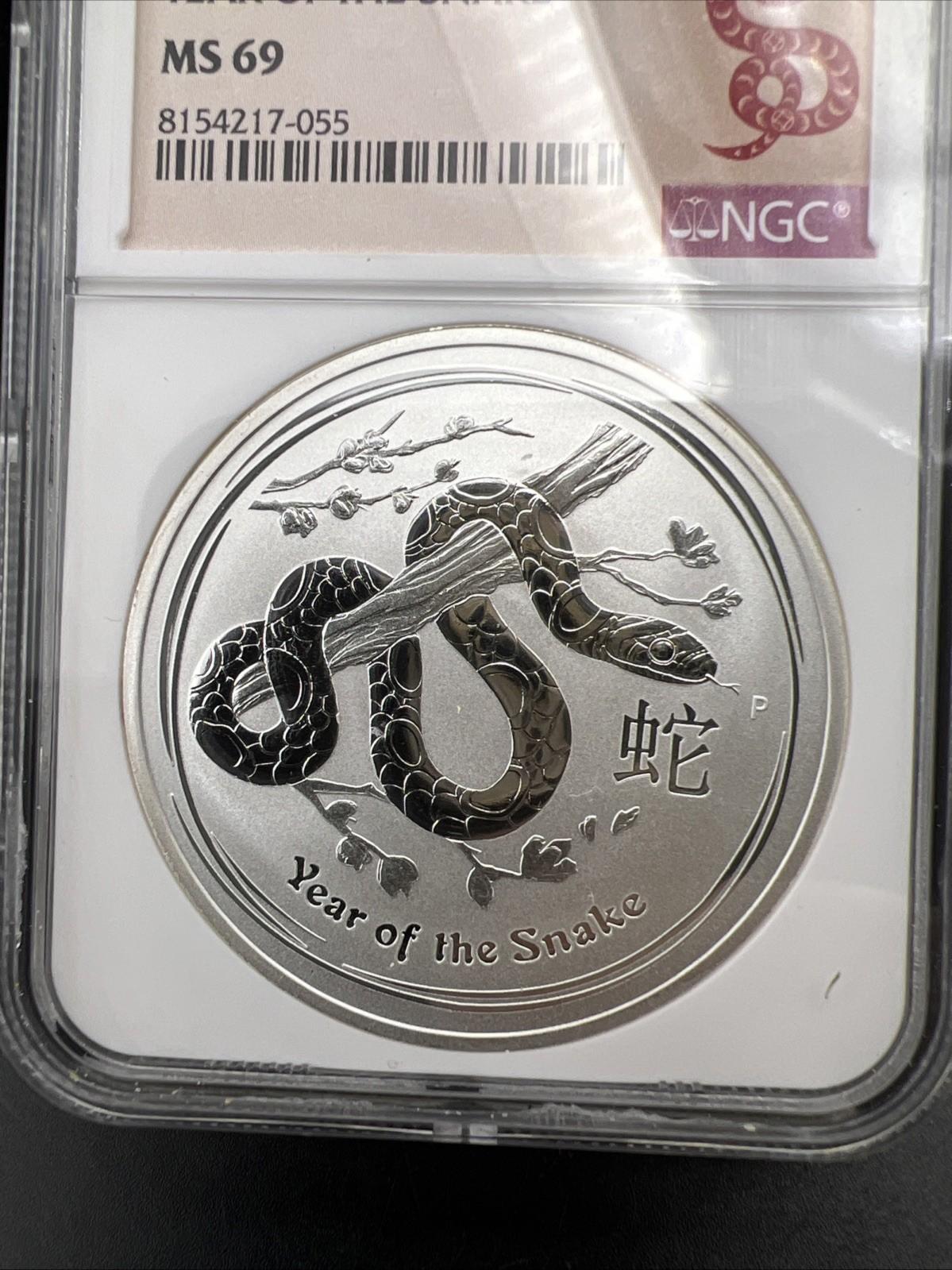 2013 1 Oz Silver Australia Snake Coin MS69 NGC