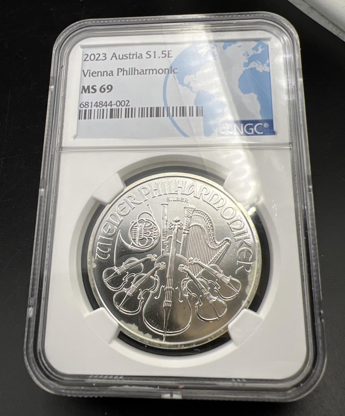 2023 Vienna Philharmonic Austria 1 Oz Silver Coin MS69 NGC Certified #002
