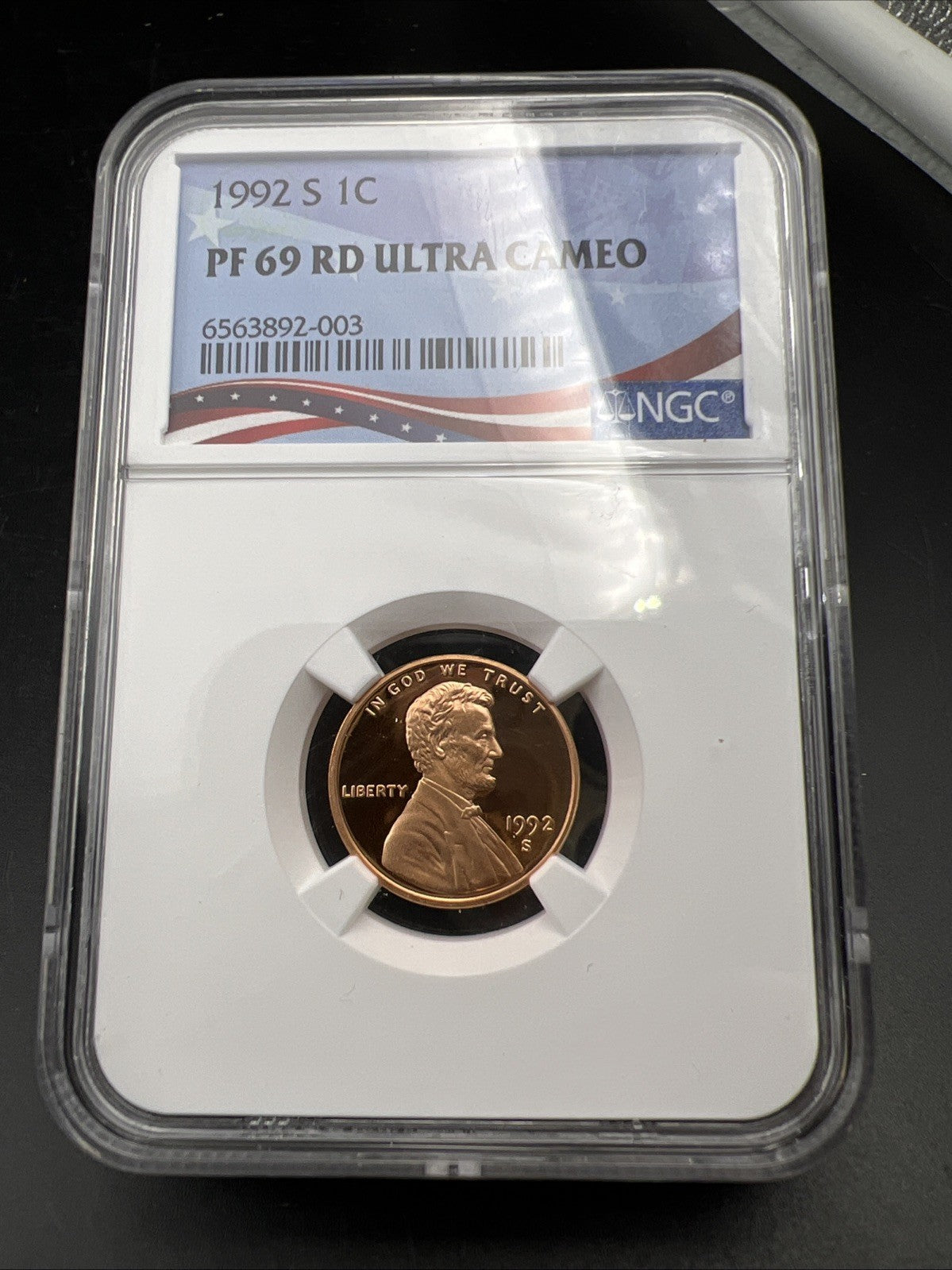 1992 S 1c Lincoln Memorial Cent Coin PF69 UCAM #003 NGC