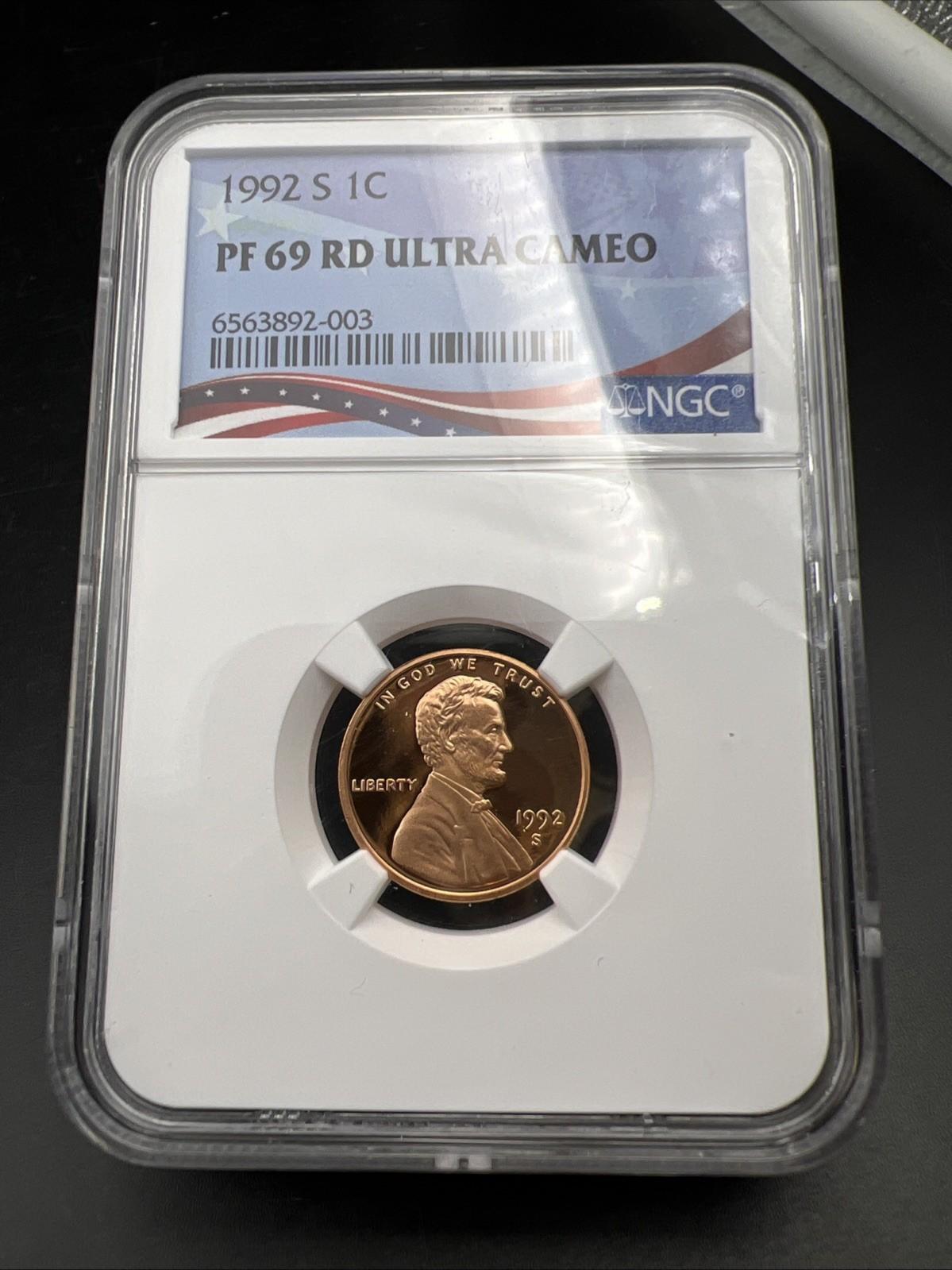 1992 S 1c Lincoln Memorial Cent Coin PF69 UCAM #003 NGC