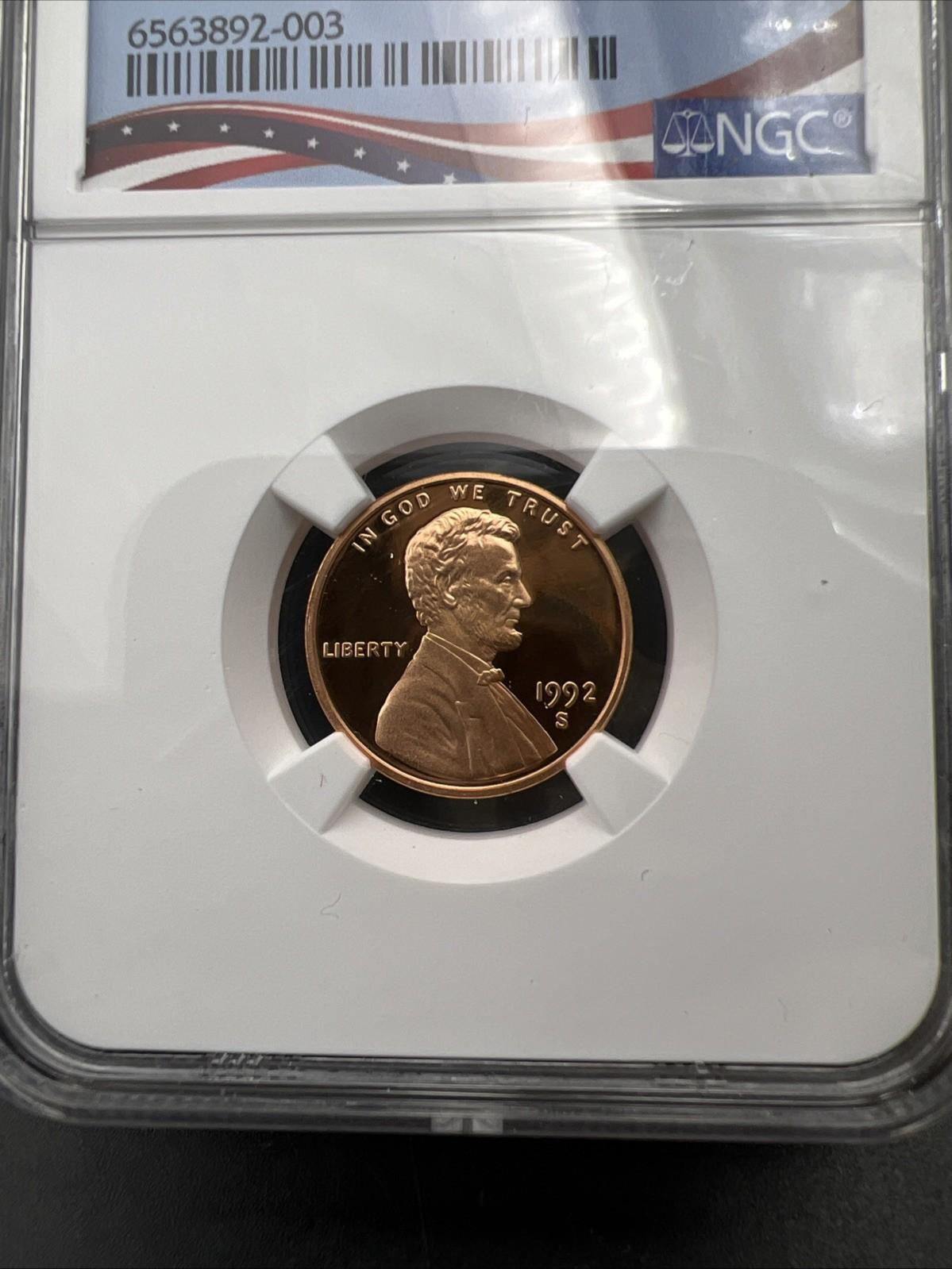 1992 S 1c Lincoln Memorial Cent Coin PF69 UCAM #003 NGC