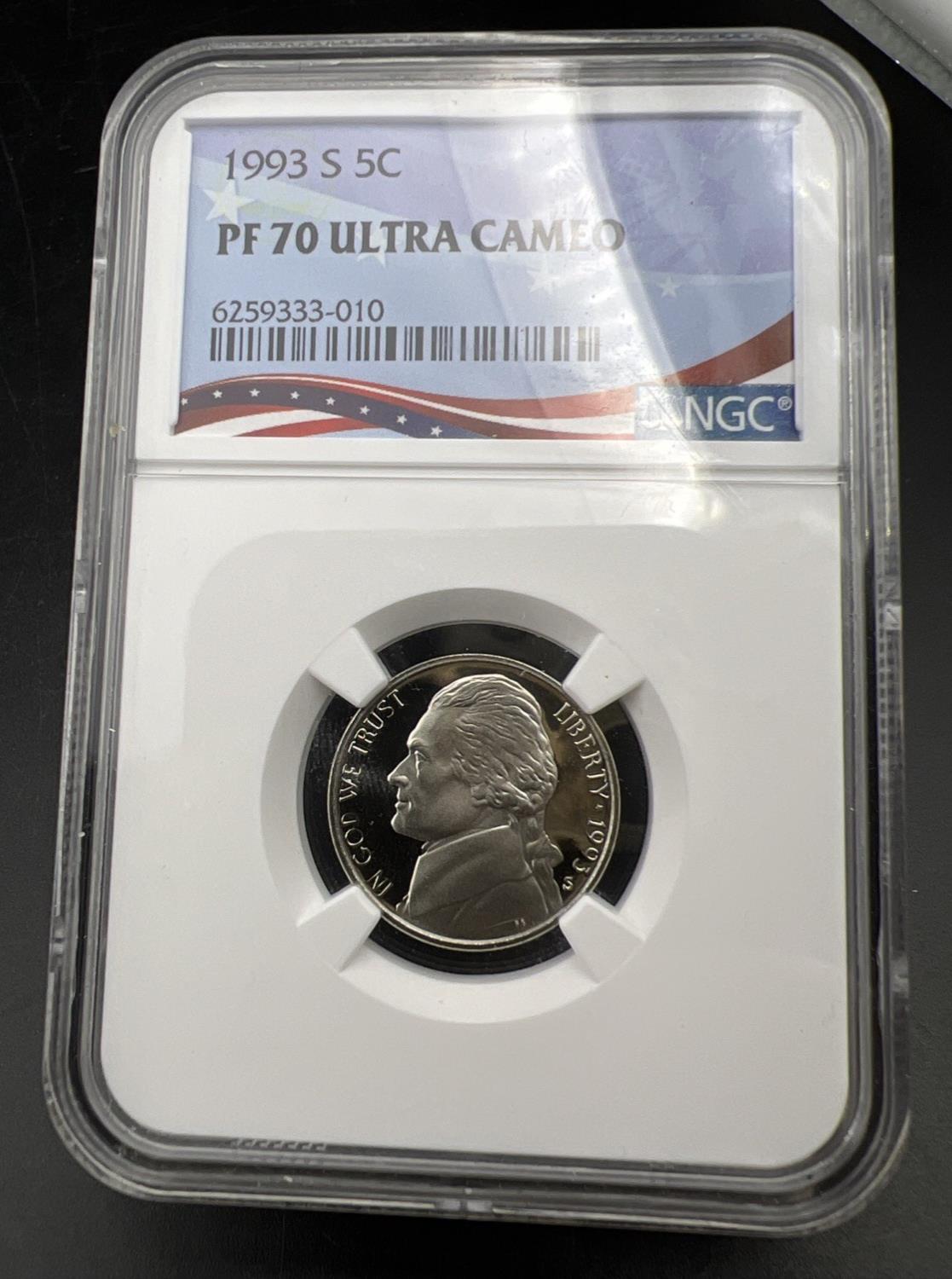 1993 s 5c Jefferson Nickel Coin NGC PF70 UCAM #010