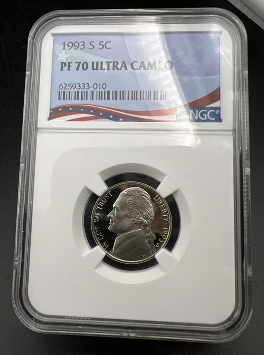 1993 s 5c Jefferson Nickel Coin NGC PF70 UCAM #010