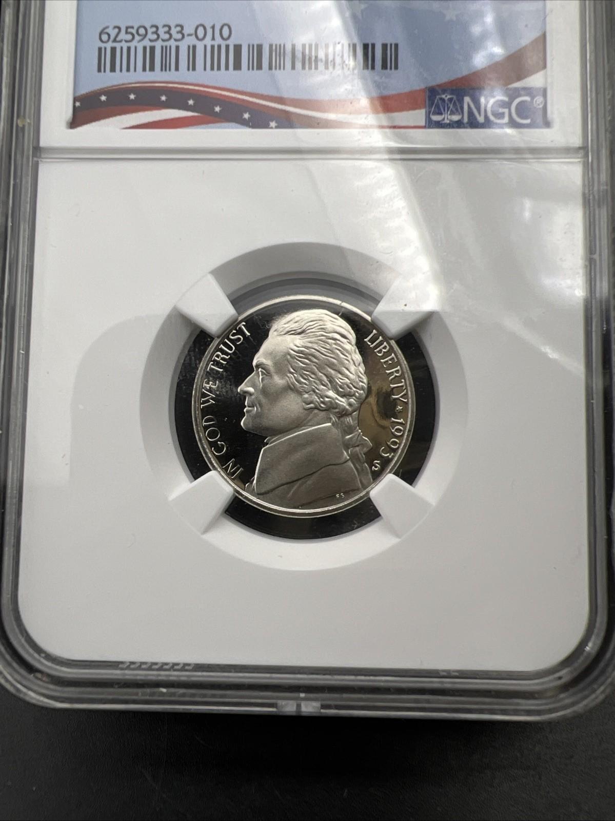 1993 s 5c Jefferson Nickel Coin NGC PF70 UCAM #010