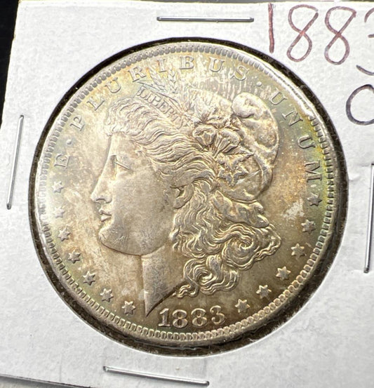1883 O $1 Morgan Silver Dollar Coin CH BU UNC Nice Toning Obverse