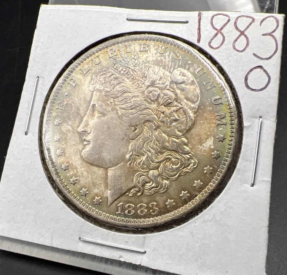 1883 O $1 Morgan Silver Dollar Coin CH BU UNC Nice Toning Obverse