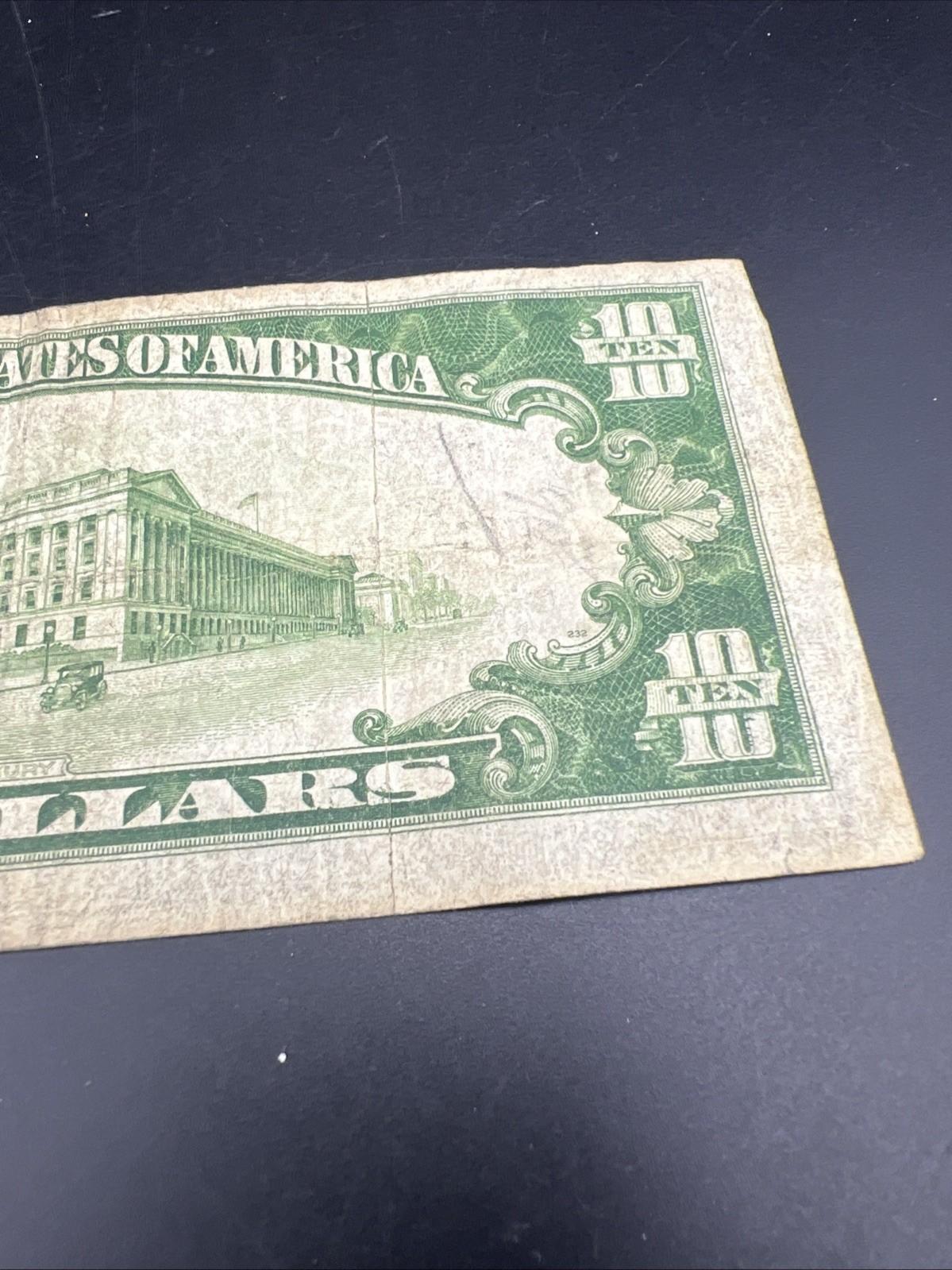 1934 $10 Philadelphia District FRN Federal Reserve Note VG Very Good Circ #172