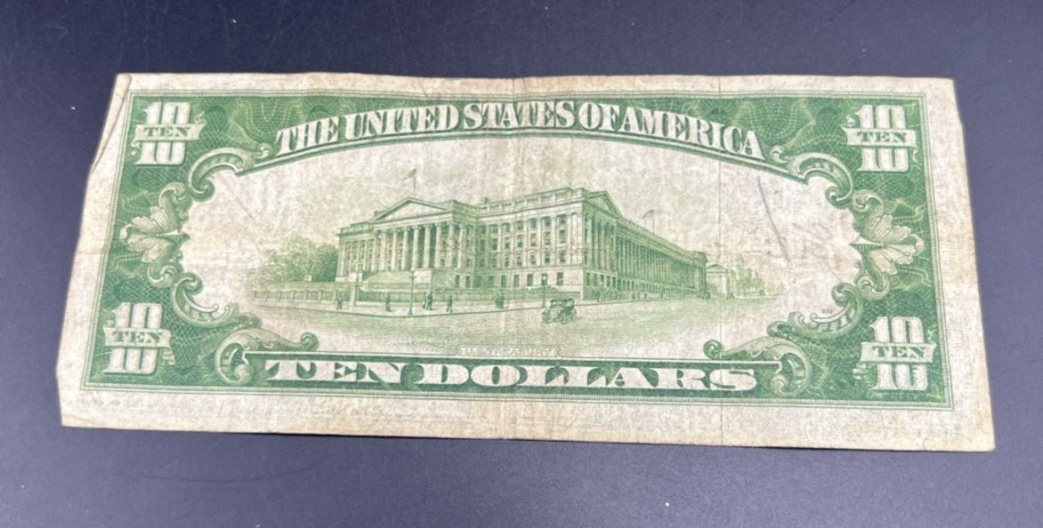1934 $10 Philadelphia District FRN Federal Reserve Note VG Very Good Circ #172