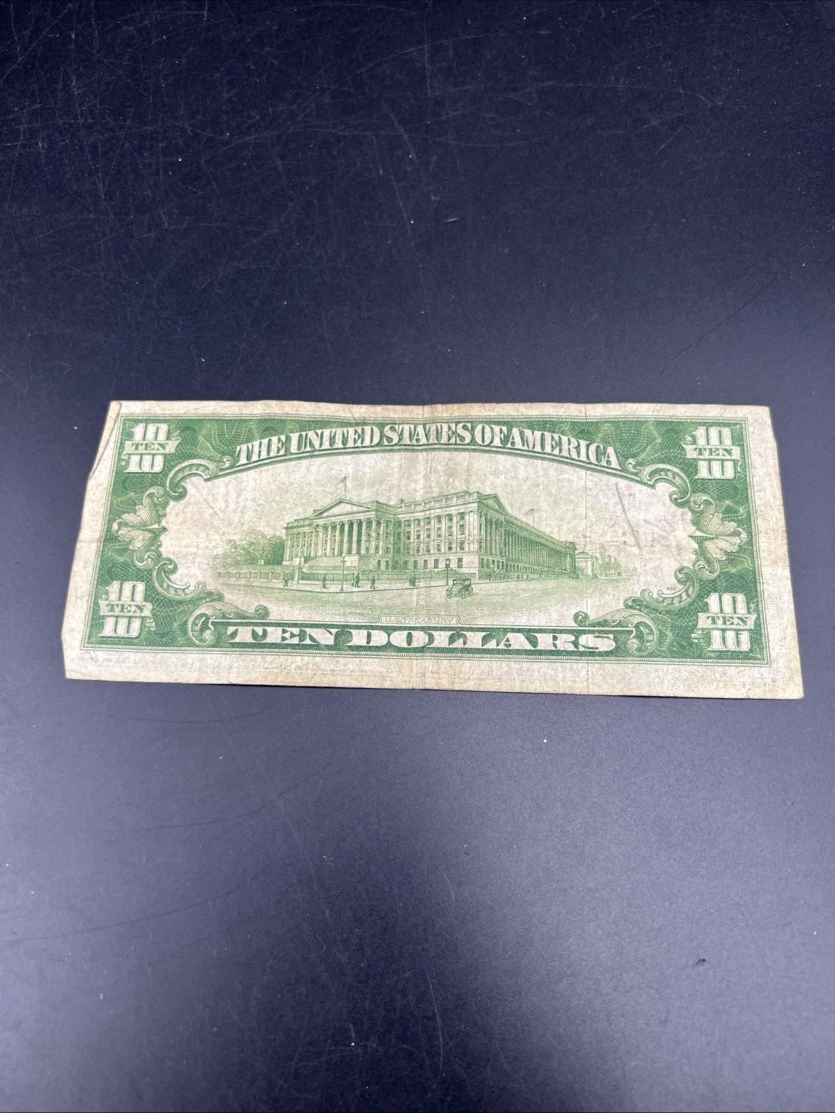 1934 $10 Philadelphia District FRN Federal Reserve Note VG Very Good Circ #172