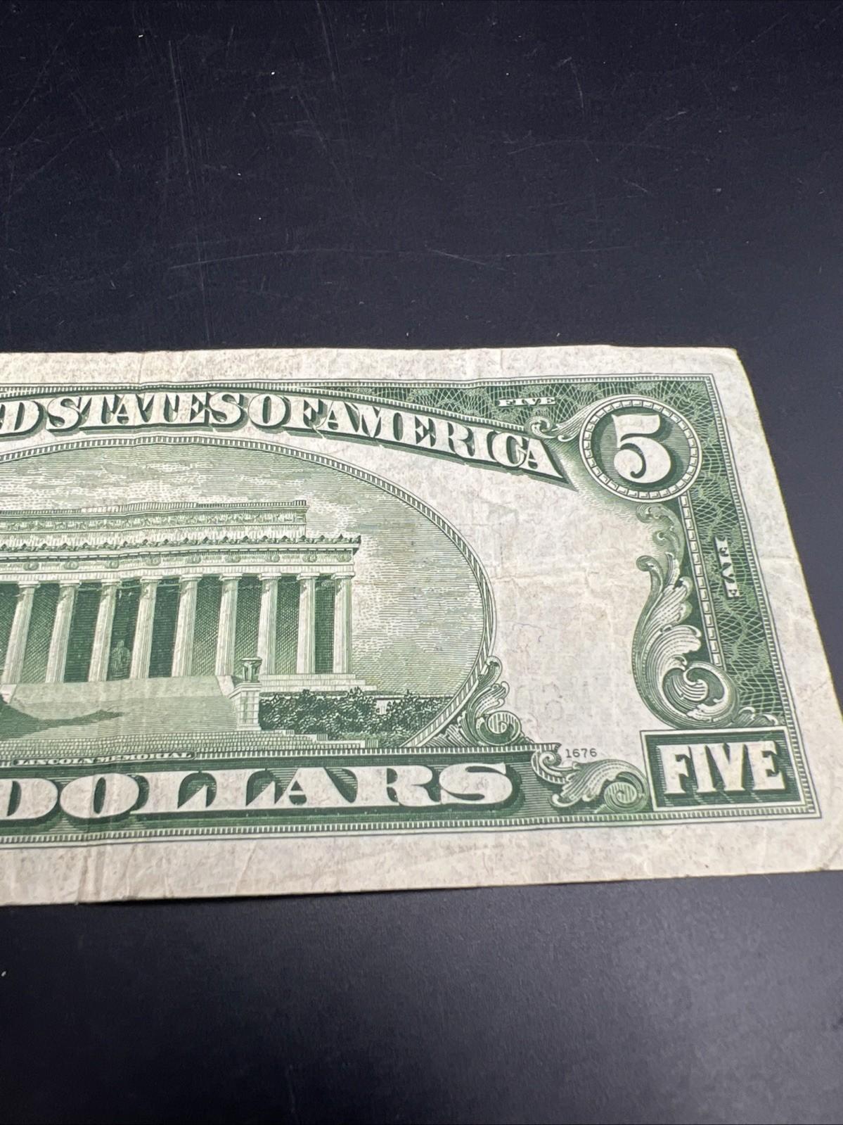 1934 C $5 Silver Certificate Note Blue Seal Bill VG / Fine Circ #664