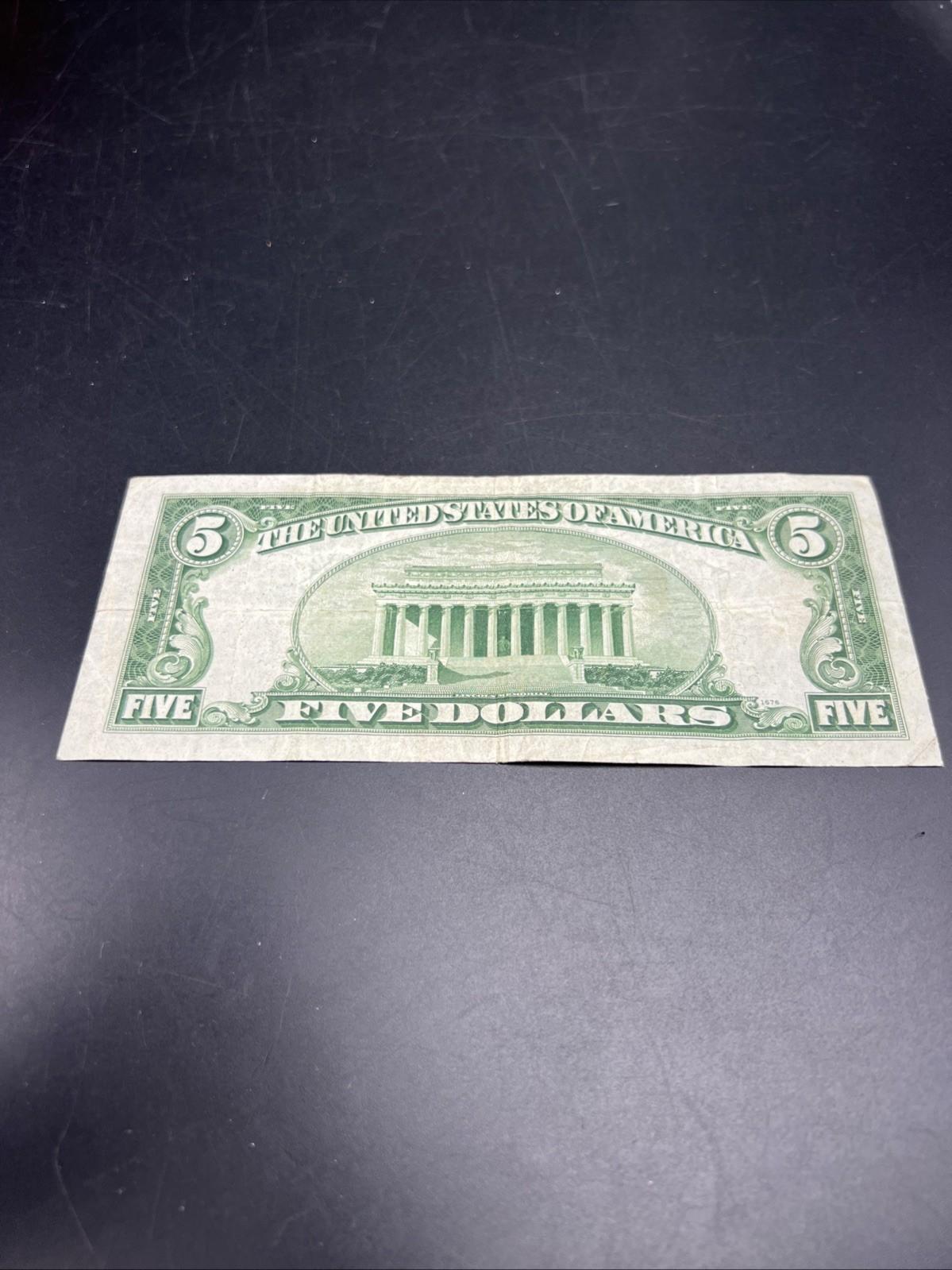 1934 C $5 Silver Certificate Note Blue Seal Bill VG / Fine Circ #664