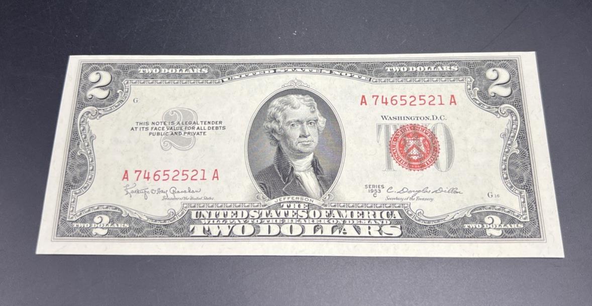 1953 C $2 USN United States Note Red Seal UNC Uncirculated #521