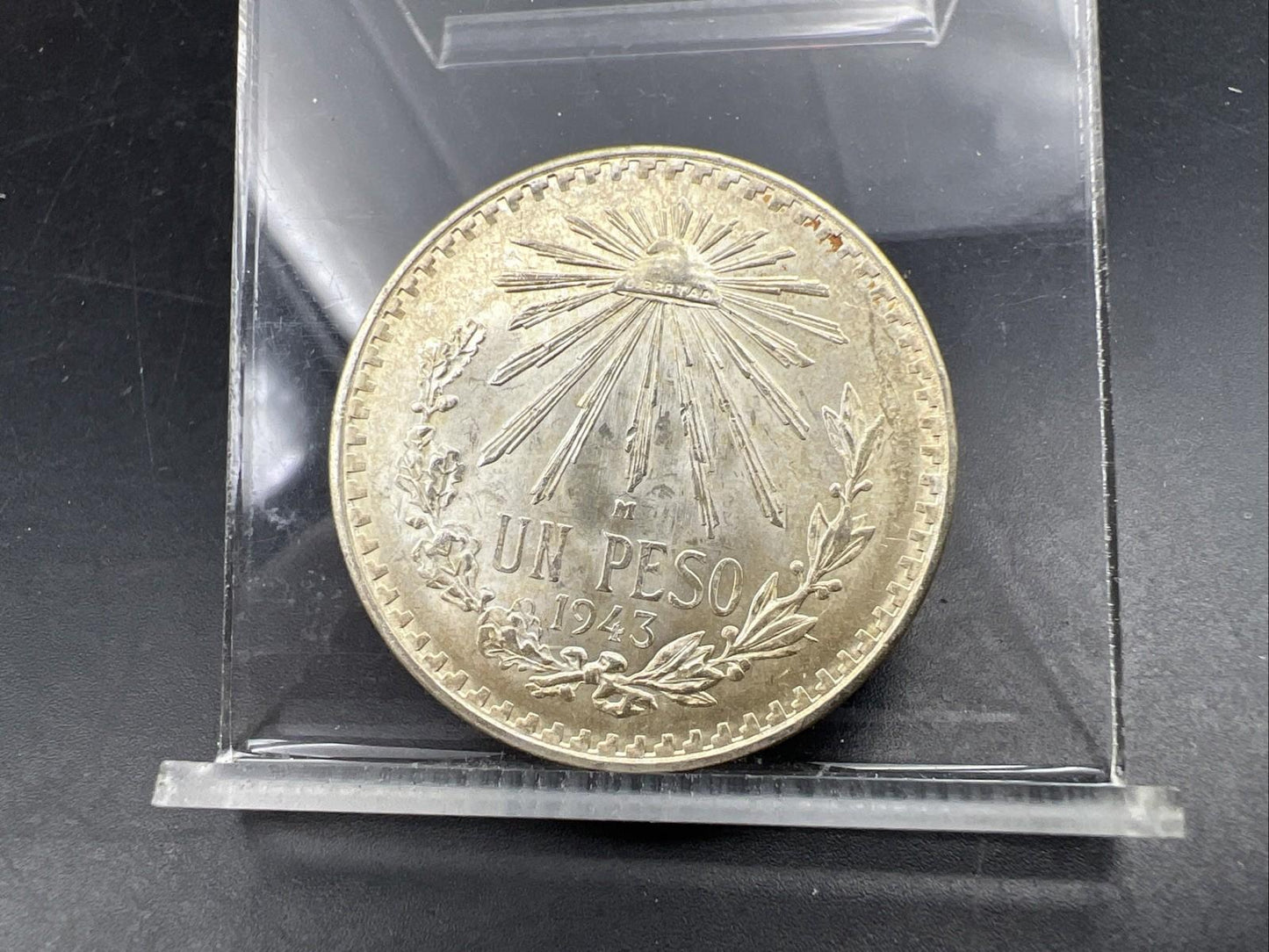 1943 Mo Mexico Silver Un Peso Cap & Rays Coin Gem BU UNC SKU#A