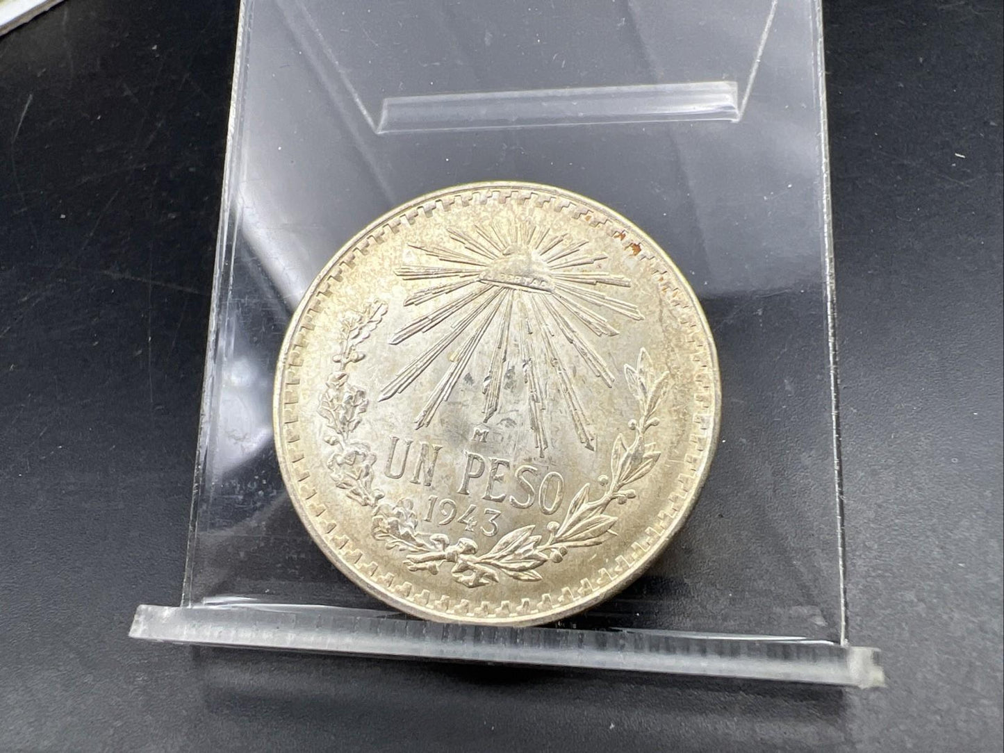 1943 Mo Mexico Silver Un Peso Cap & Rays Coin Gem BU UNC SKU#A