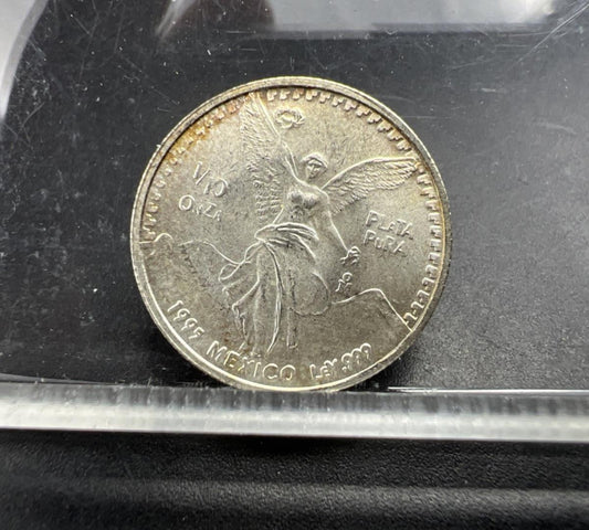 1995 Mo Mexico 1/10 oz Silver Libertad .999 Plata Pura Coin Gem BU Unc Toner S#B