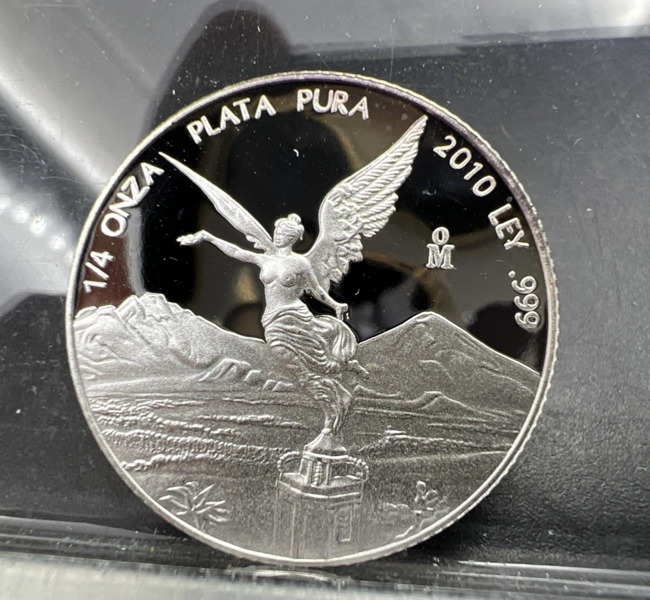 2010 Mo Mexico 1/4 oz Proof Silver Libertad .999 Plata Pura Coin Gem UNC