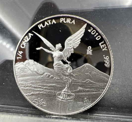 2010 Mo Mexico 1/4 oz Proof Silver Libertad .999 Plata Pura Coin Gem UNC