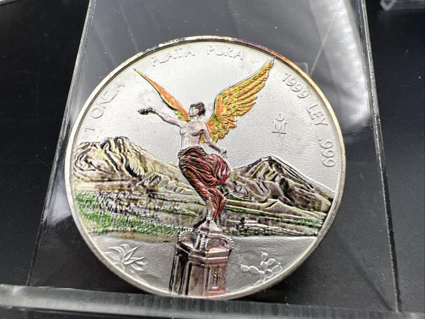 1999 Mo Mexico 1 Oz Silver Libertad Coin CH / Gem Unc Colorized Some Toning Key
