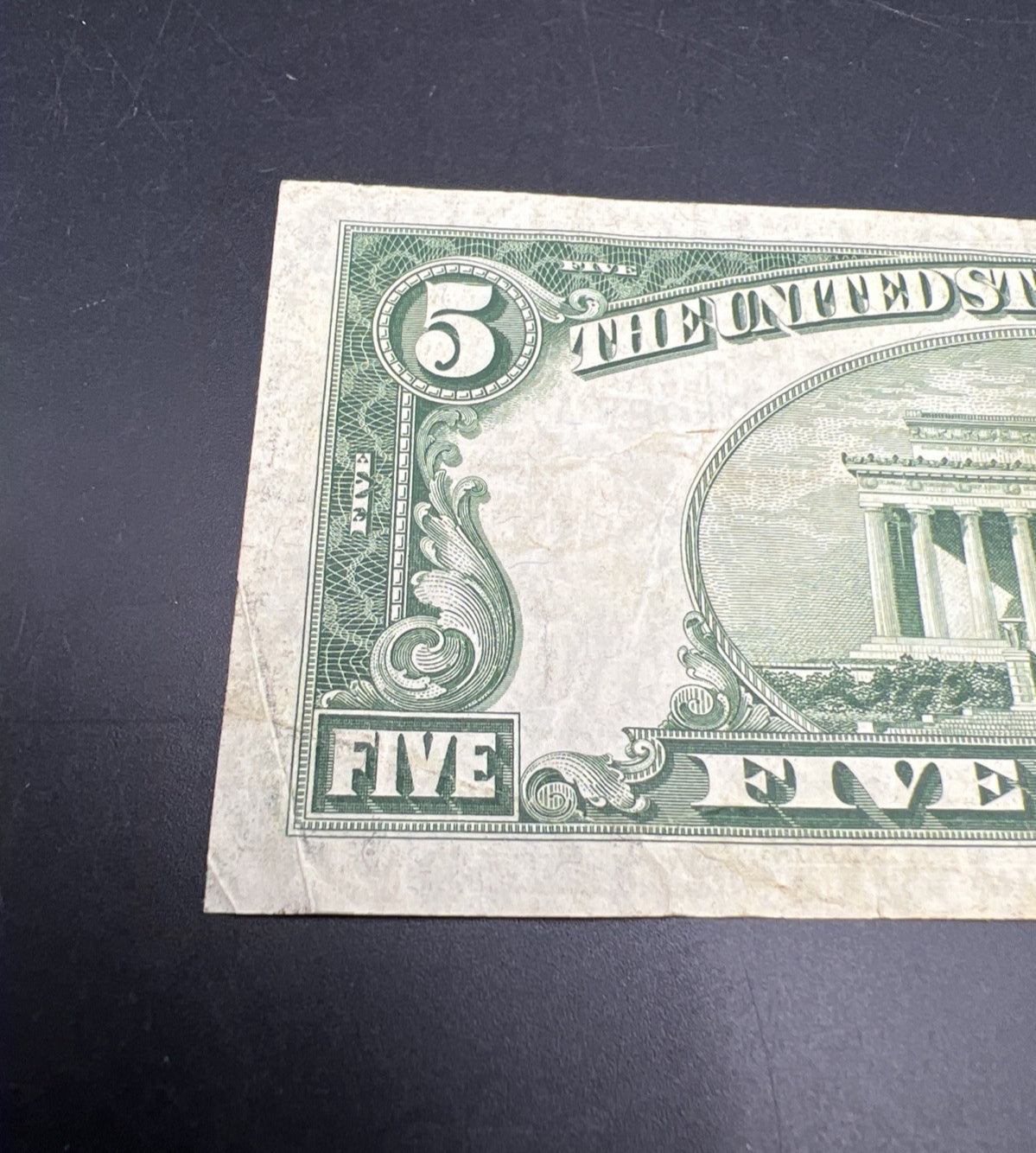 1953 $5 United States Silver Certificate Blue Seal Note CH Fine / VF #987