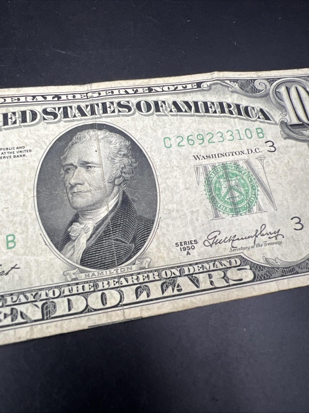 1950 A $10 FRN Federal Reserve Note VG Very Good Circ Green Seal #310