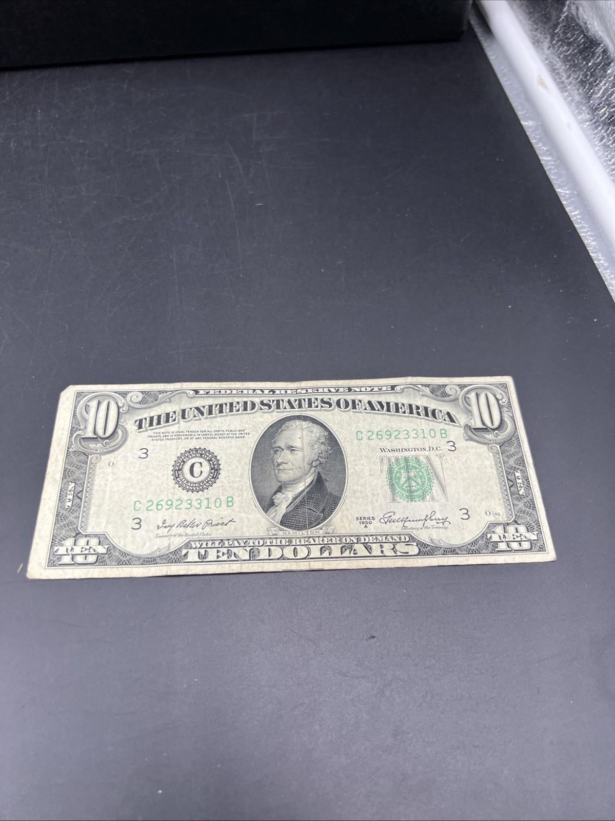 1950 A $10 FRN Federal Reserve Note VG Very Good Circ Green Seal #310