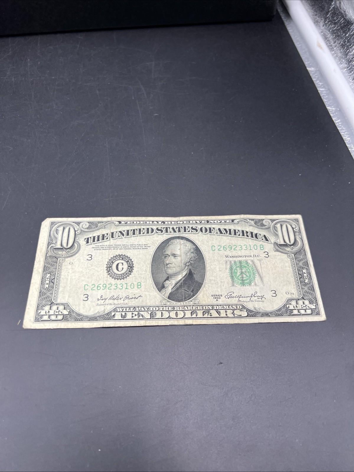 1950 A $10 FRN Federal Reserve Note VG Very Good Circ Green Seal #310