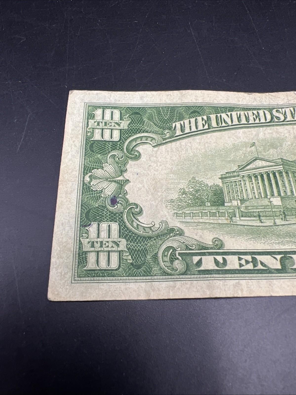 1950 A $10 FRN Federal Reserve Note VG Very Good / Fine Circ Green Seal #494