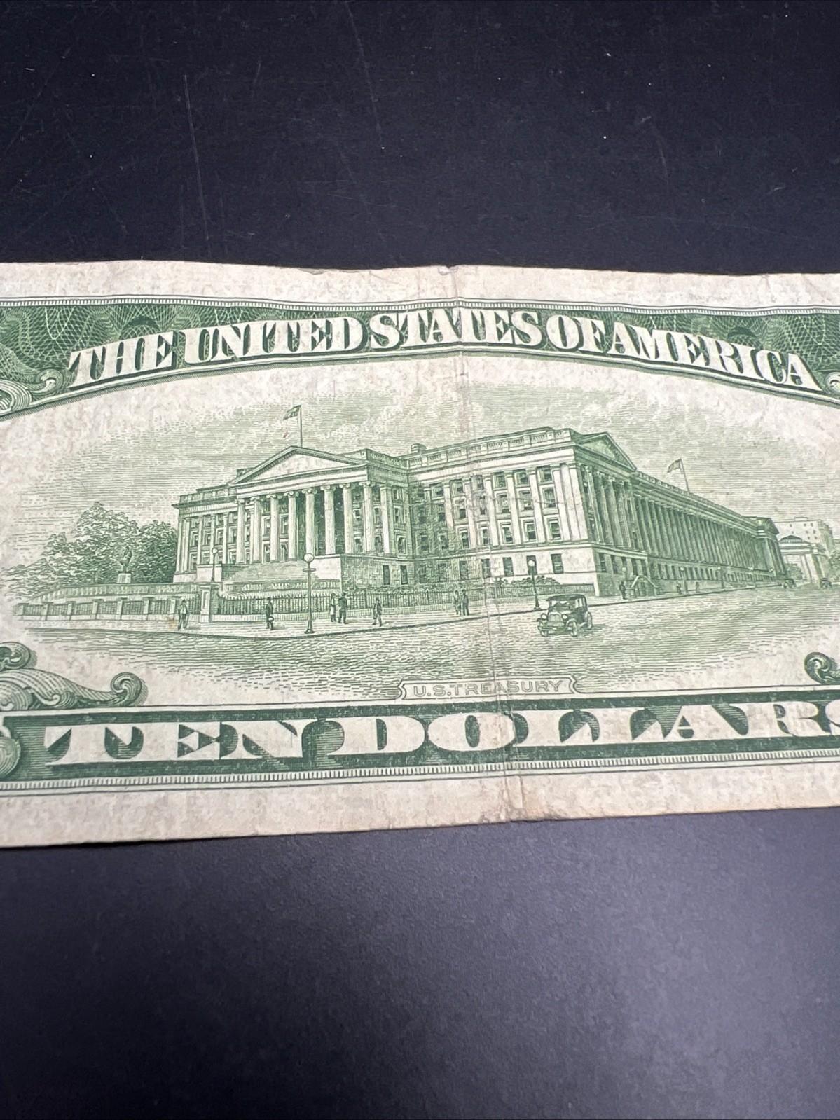 1950 A $10 FRN Federal Reserve Note VG Very Good / Fine Circ Green Seal #494