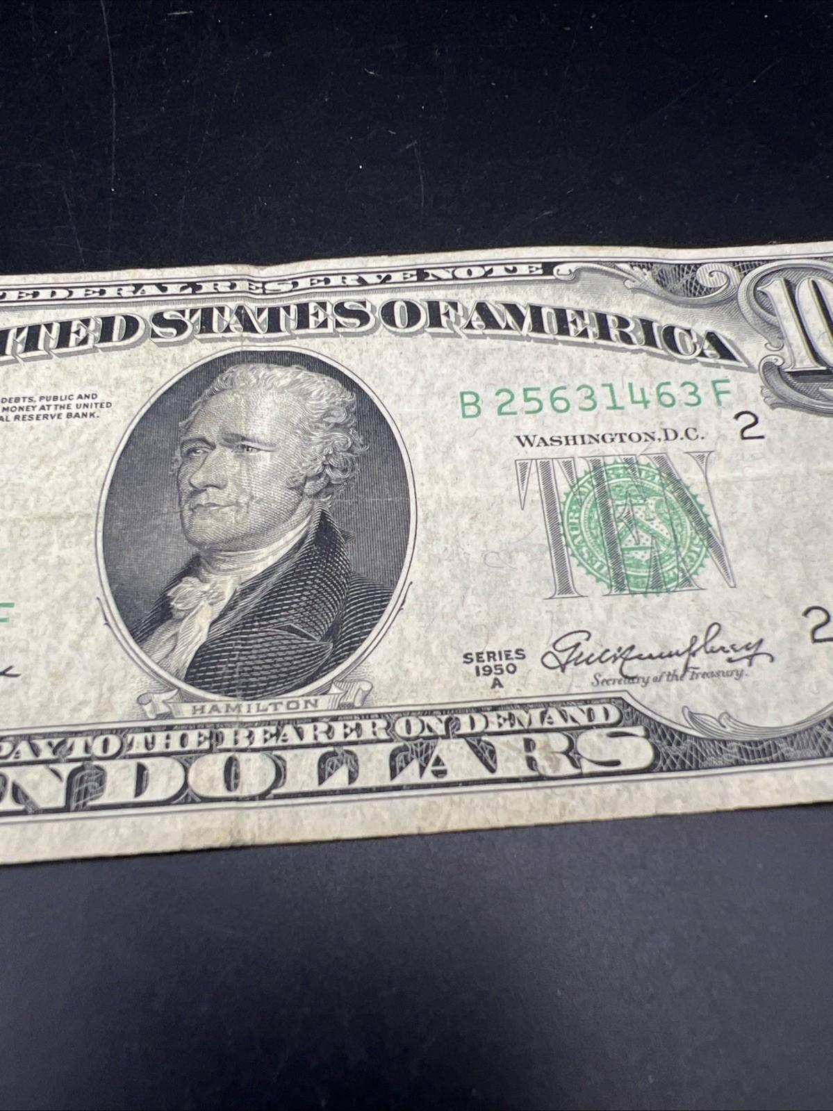 1950 A $10 FRN Federal Reserve Note VG Very Good Circ Green Seal #463